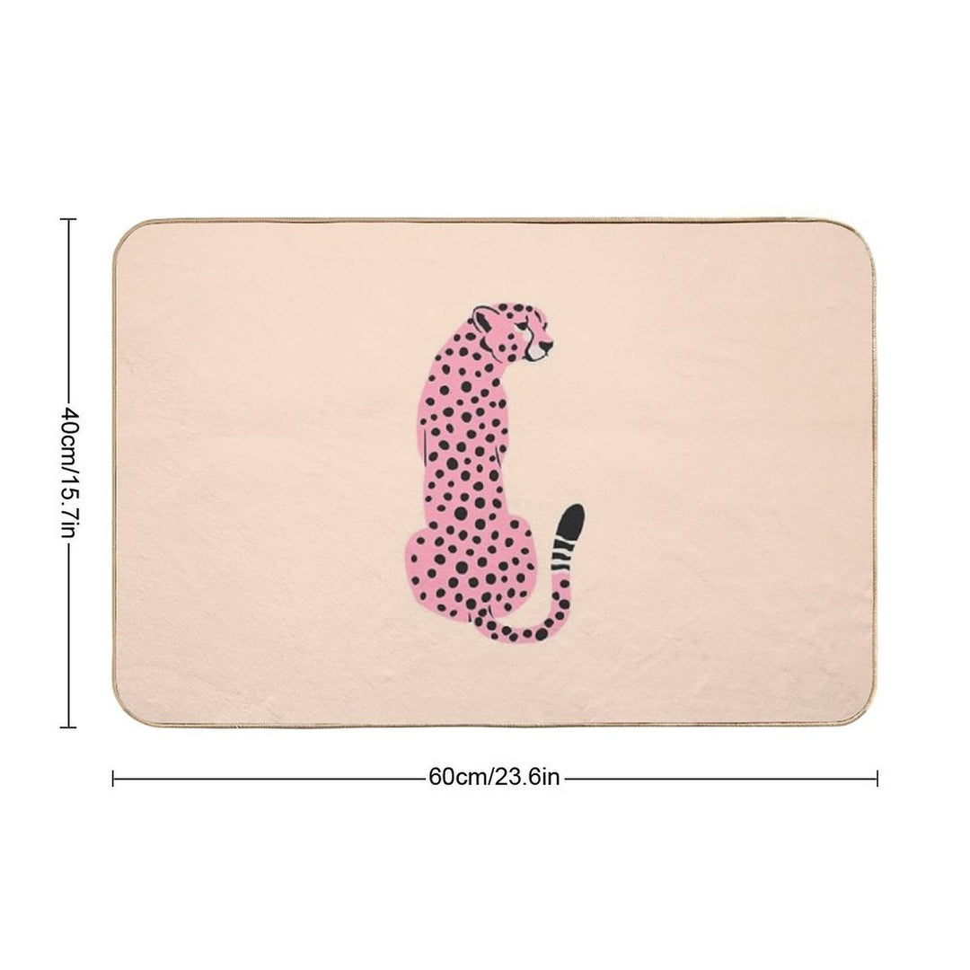 Peach Leopard  African Cheetah  Tropical Pop Art  Odorless Bath Mat