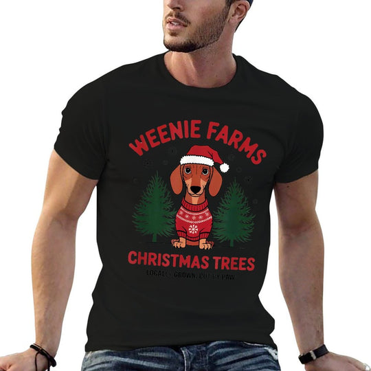 Weenie Farms Dachshund Christmas Trees Wiener Dog for Men Women Kids Comfortable T-Shirt