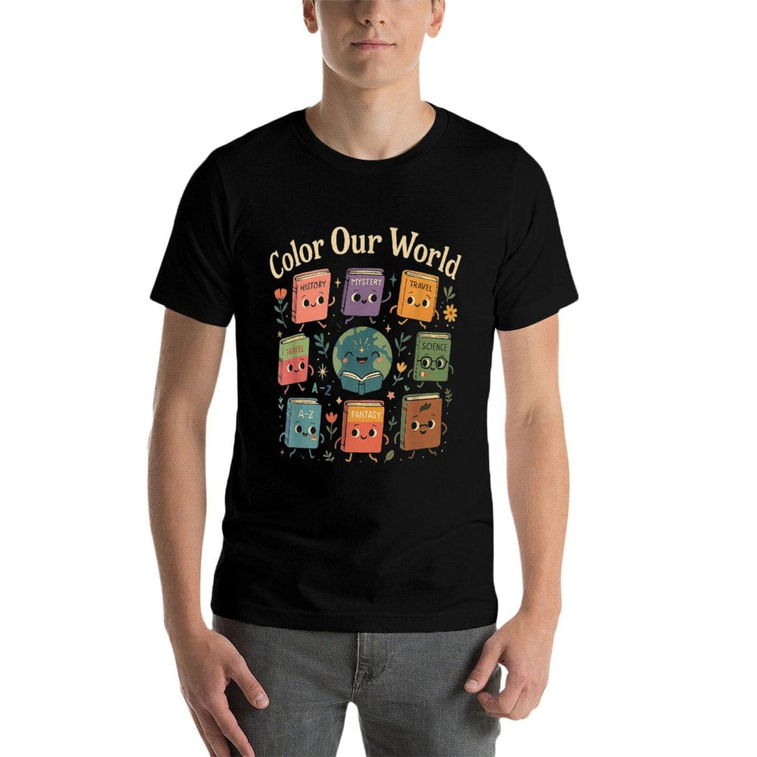 Color Our World Summer Reading 2025 Librarian Teacher Kids  Durable T-Shirt