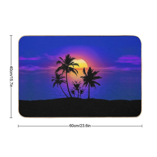 Tropical Sunset Palm Trees  Odorless Bath Mat