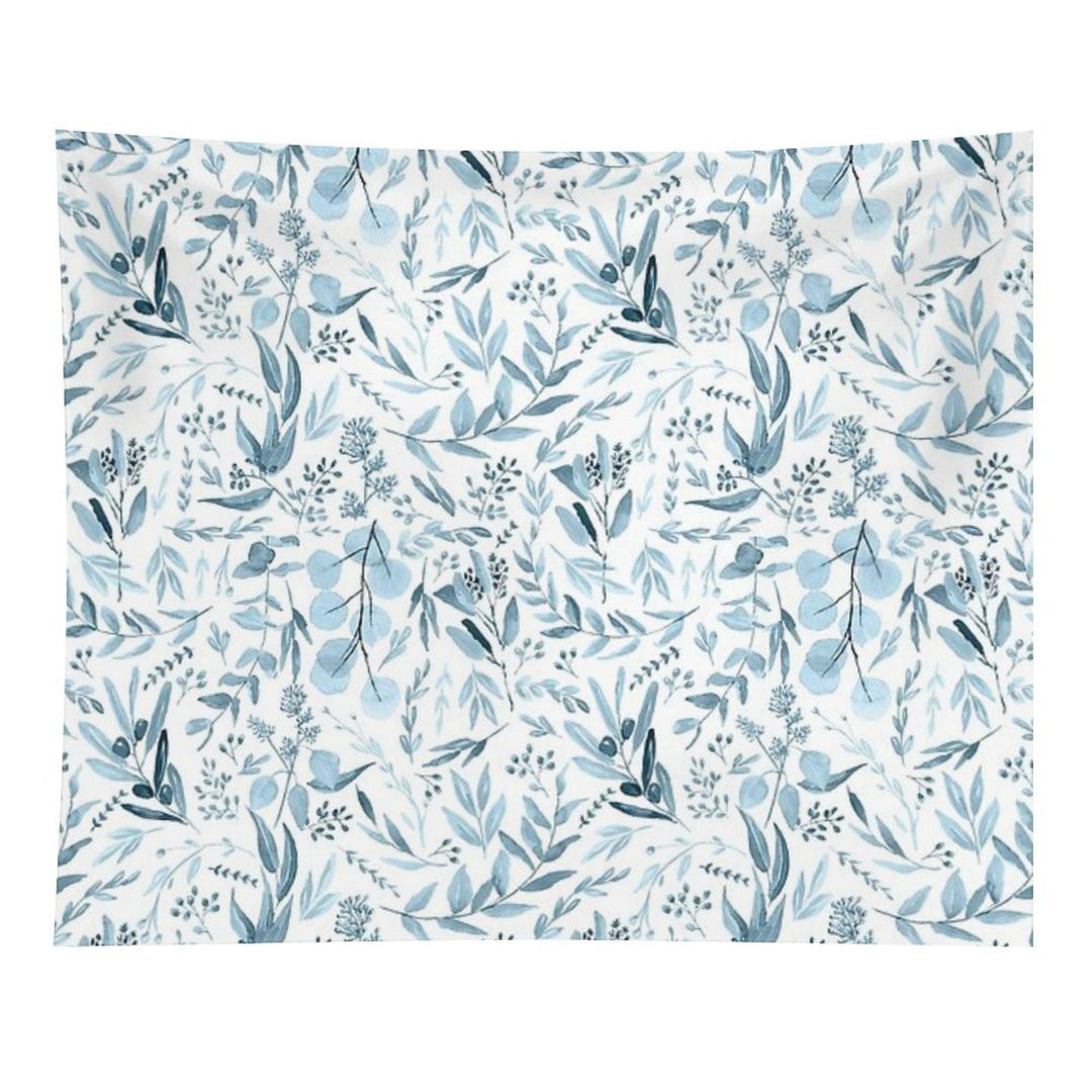 Little Blue Eucalyptus Leaves Botanical Pattern Tapestry