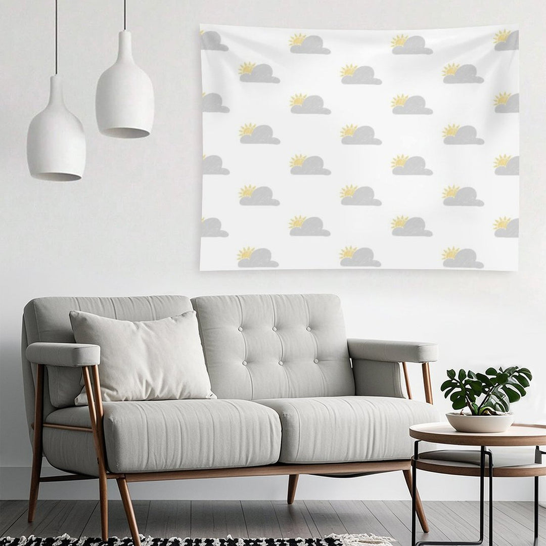 Sunny Grey Skies Sketch  Pattern Tapestry