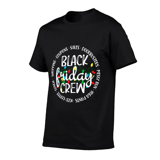Friday Shopping Crew Christmas Lights Black Shopping Family  Fade-proof Color T-Shirt