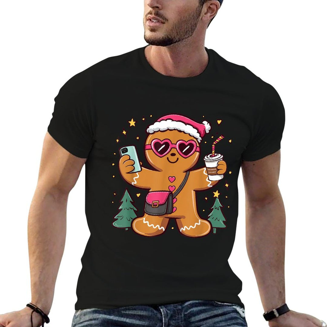 Gingerbread Man Cookie Santa Claus Hat Christmas Boys Girls  Wrinkle-resistant T-Shirt