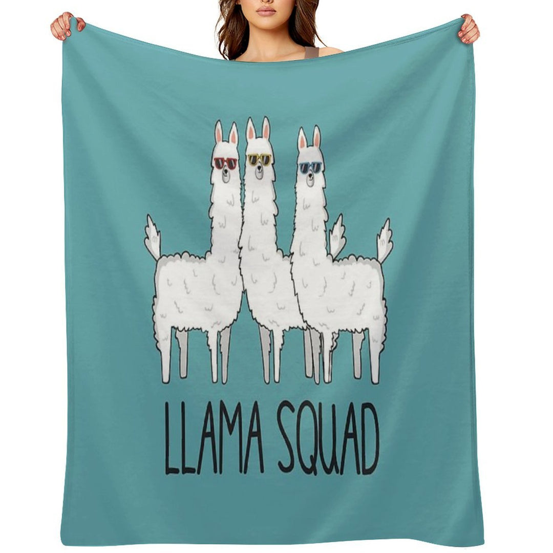 Llama Squad- Funny Cute Llama Gift Plush Throw Blanket