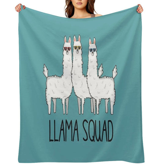 Llama Squad- Funny Cute Llama Gift Plush Throw Blanket