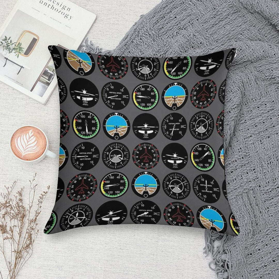 Flight Instruments Soft Decorative Cover Throw Pillow