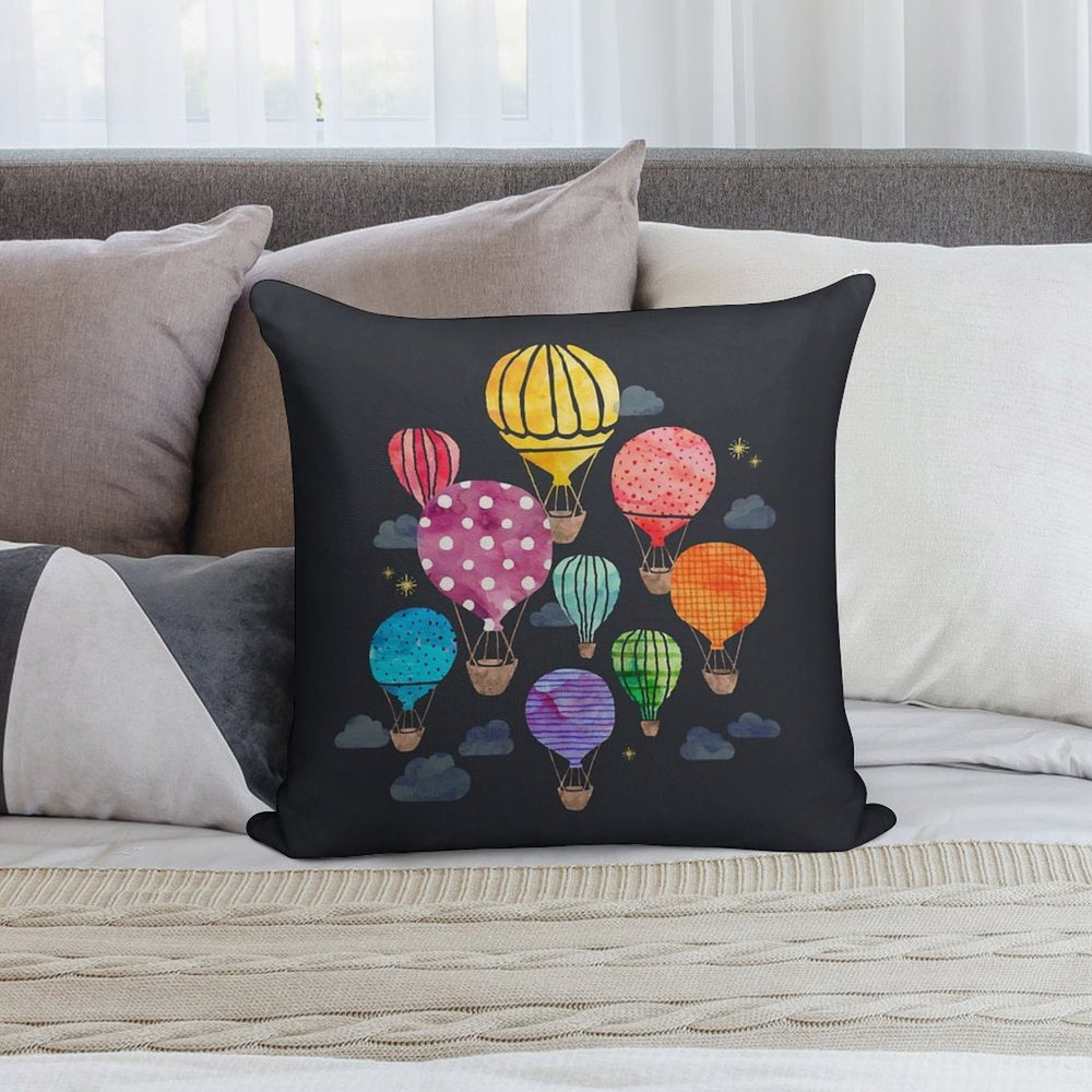 Hot Air Balloon Night Soft Durable Construction Throw Pillow