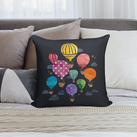 Hot Air Balloon Night Soft Durable Construction Throw Pillow