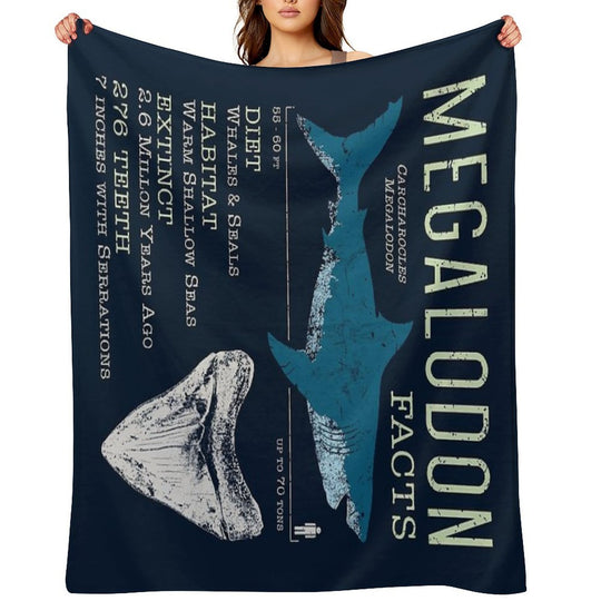 Megalodon Facts Compact Throw Blanket