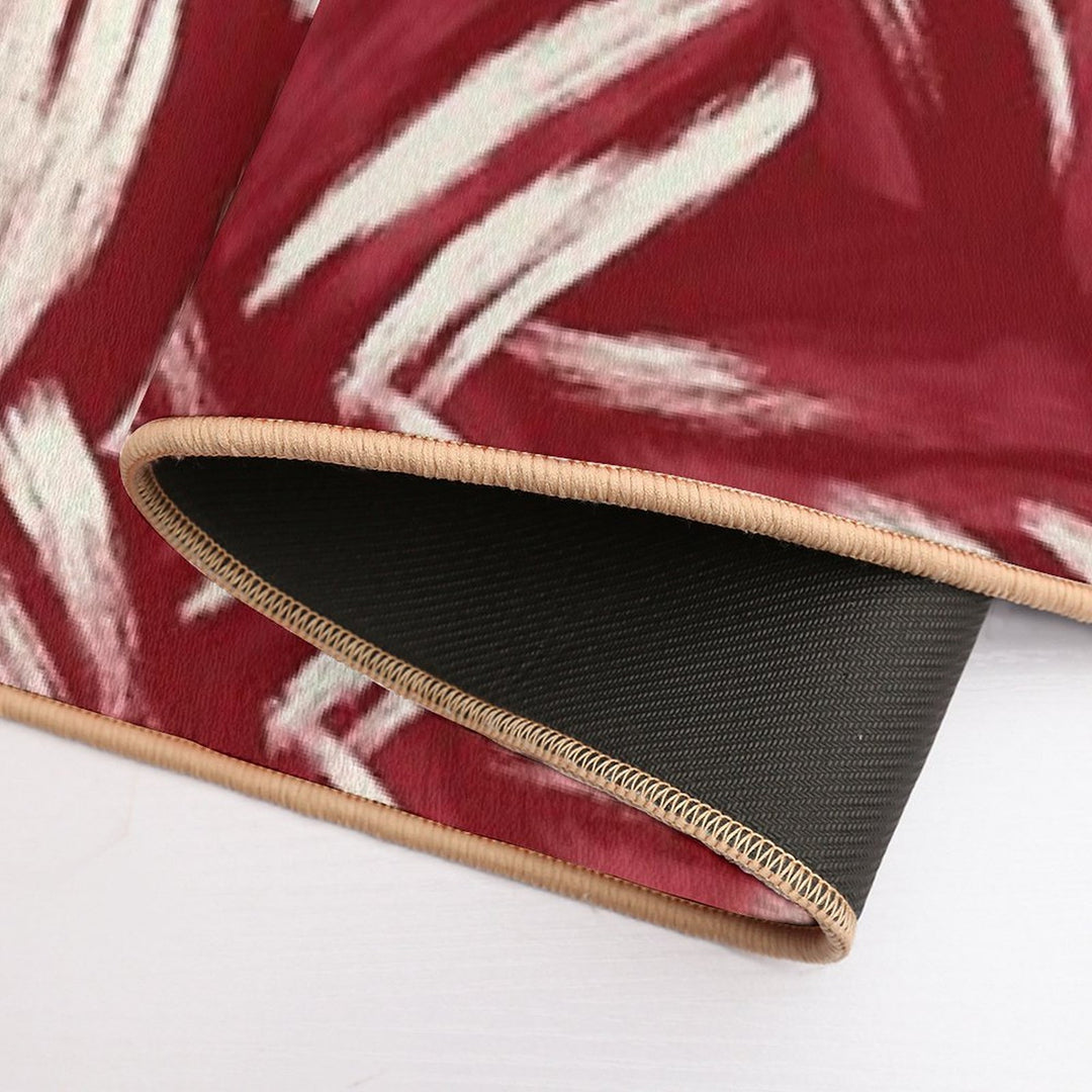 Expressive Red And White Brushstroke Pattern  Dirt-Trapping Bath Mat