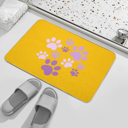Purple Dog Paws Cute Puppy Paw Prints For Dog Lovers Pet Owners  Dirt-Trapping Bath Mat