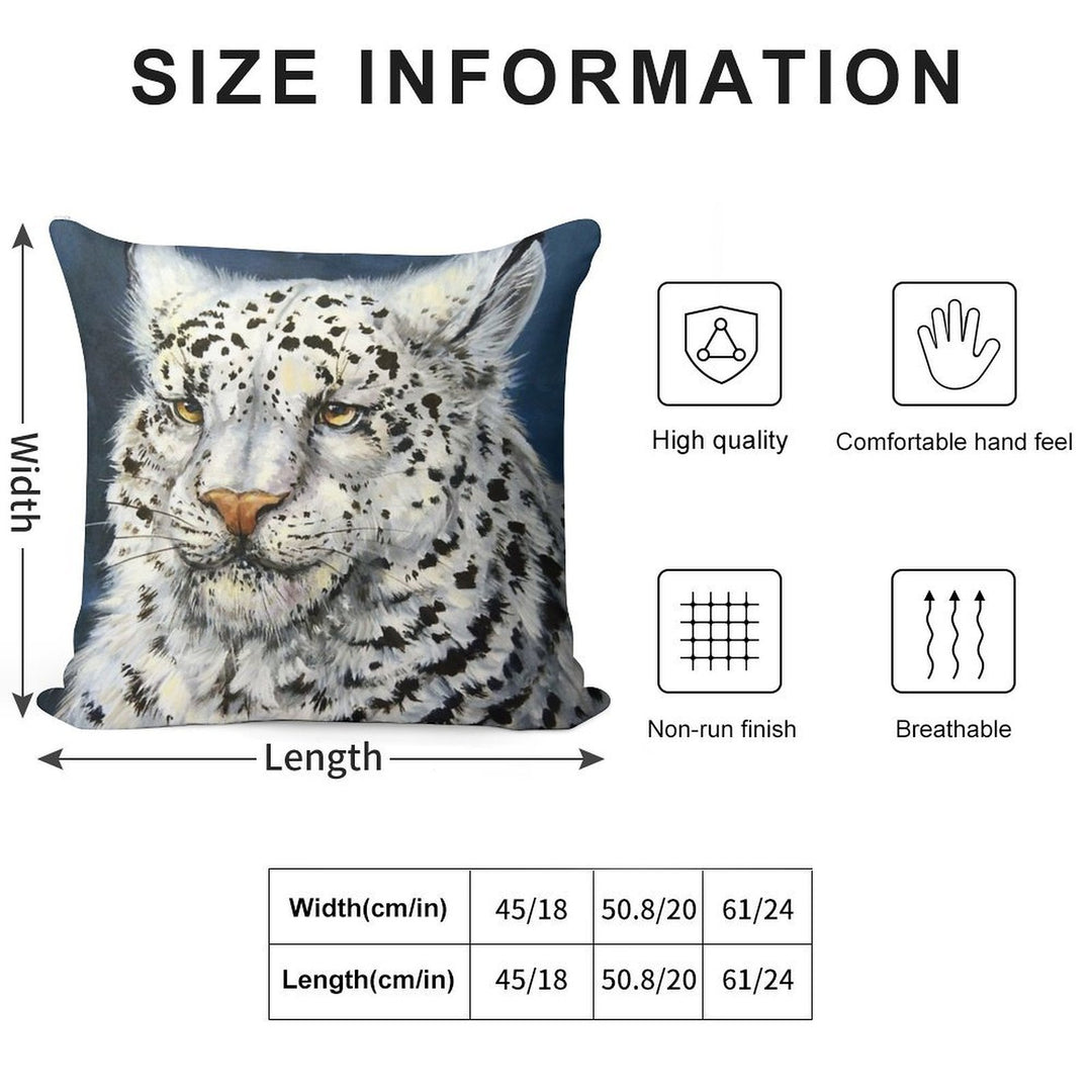 Snow Leopard Soft Hidden Zipper Throw Pillow