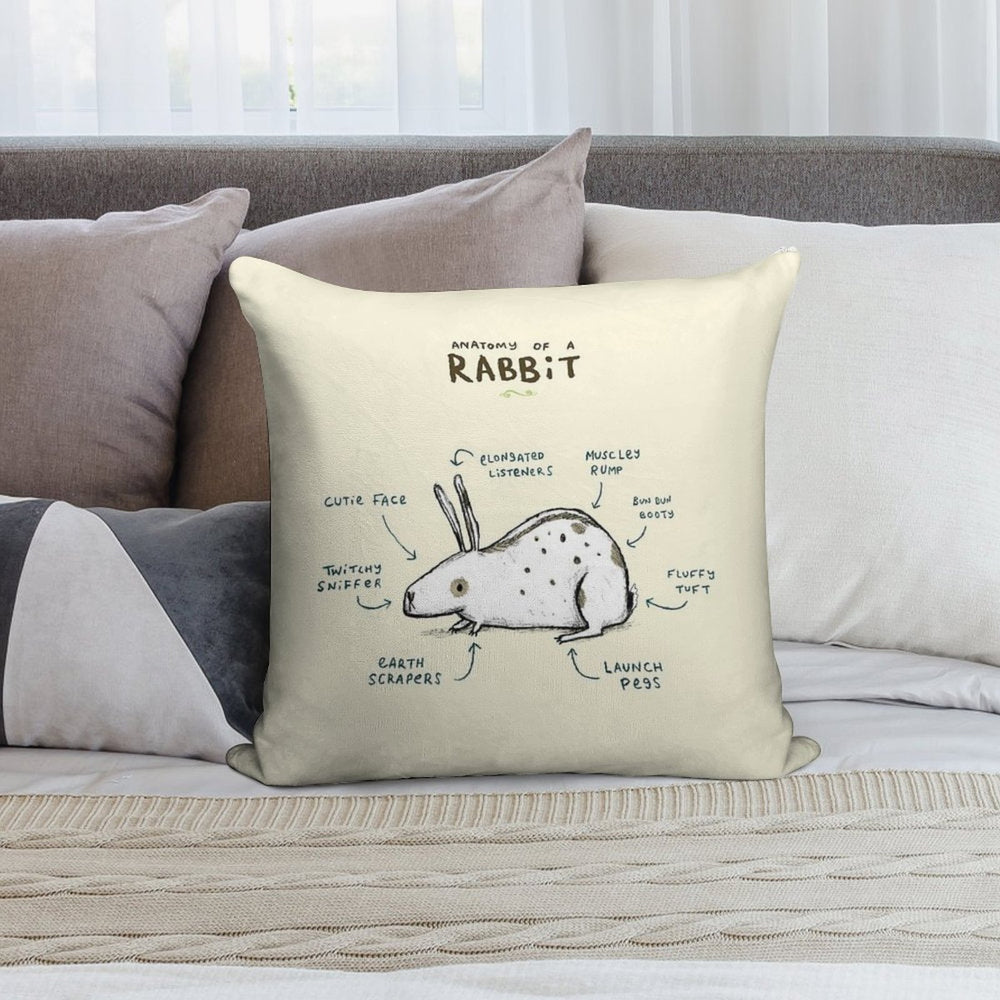 Anatomy of A Rabbit Soft Washable Throw Pillow