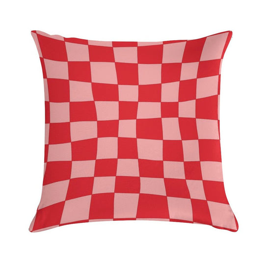 Hand Drawn Checkerboard Pattern (redpink) Soft Hidden Zipper Throw Pillow