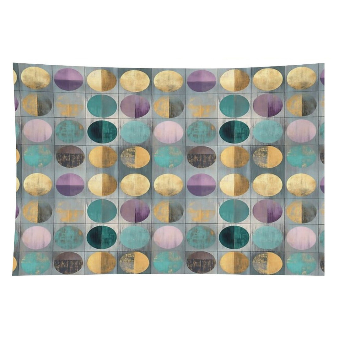 Vintage Geometric Circles – Abstract Gold & Teal Ar Tapestry