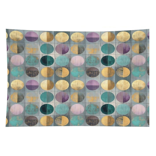 Vintage Geometric Circles – Abstract Gold & Teal Ar Tapestry