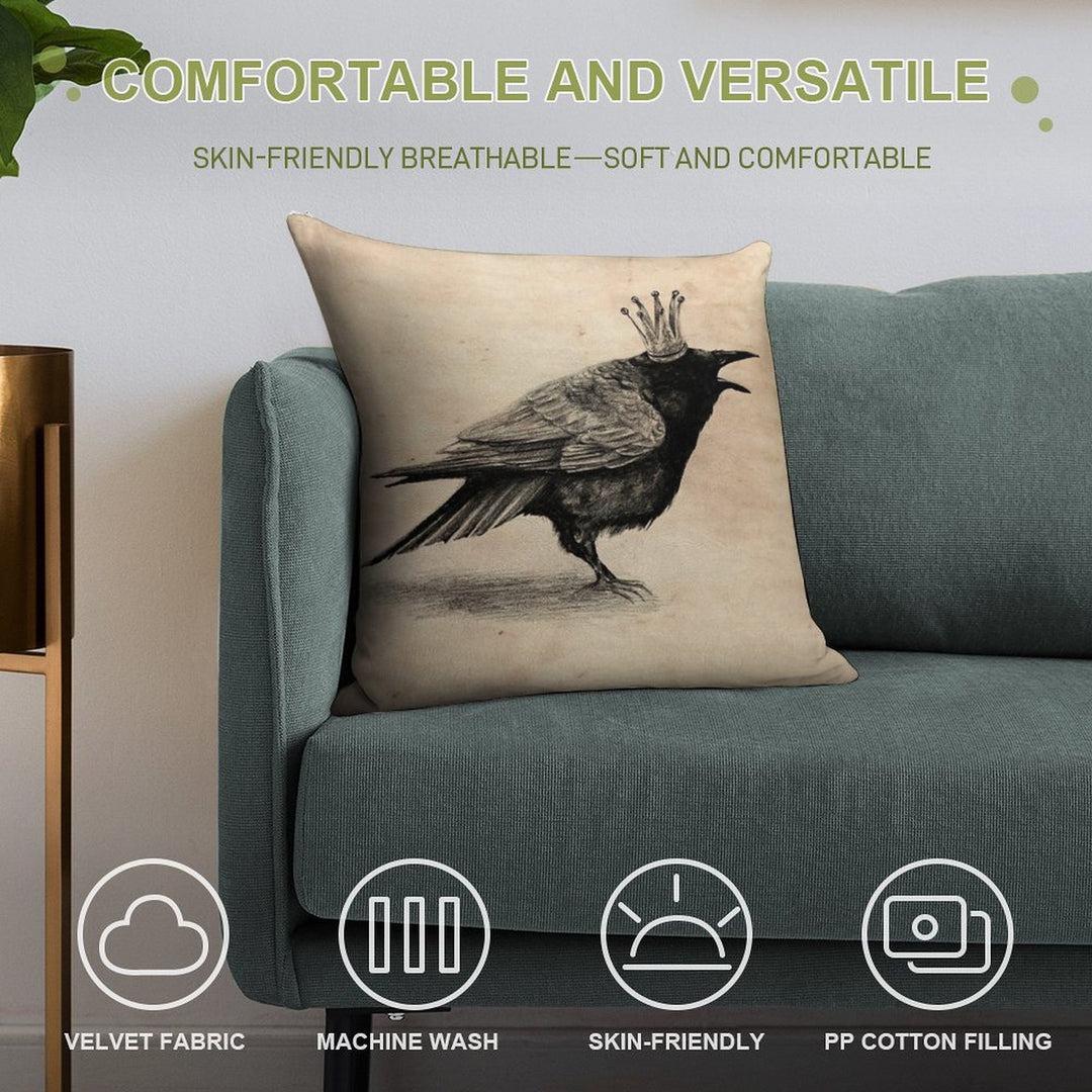 Crow in Crown Soft Style Accent Throw Pillow