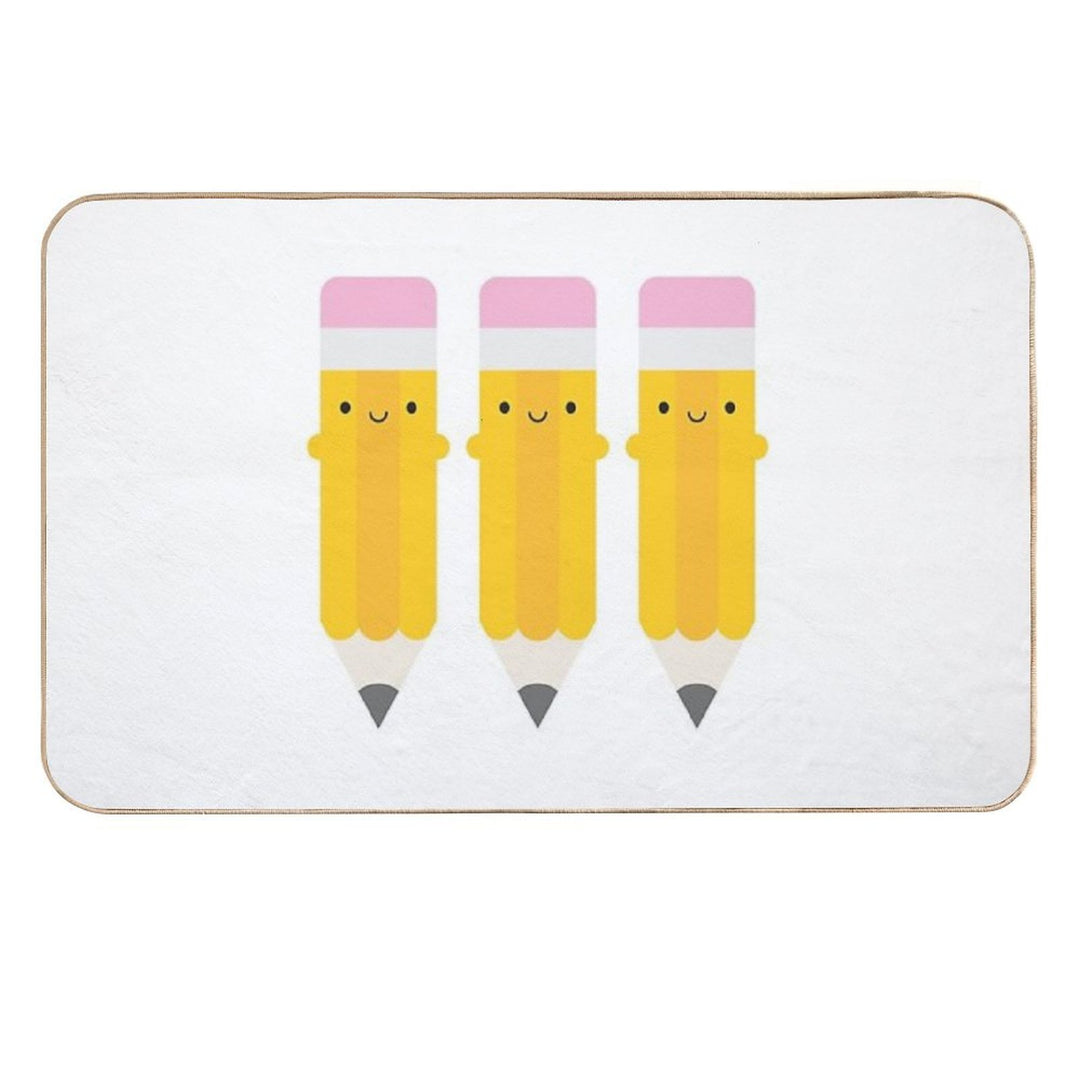 Happy Kawaii Pencils  Slip-Resistant Bath Mat