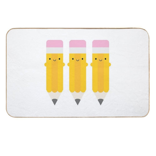 Happy Kawaii Pencils  Slip-Resistant Bath Mat
