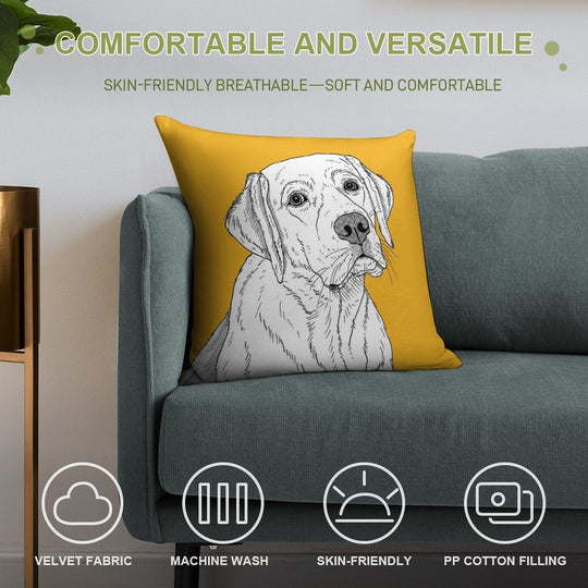 Labrador Dog Portrait Soft Washable Throw Pillow