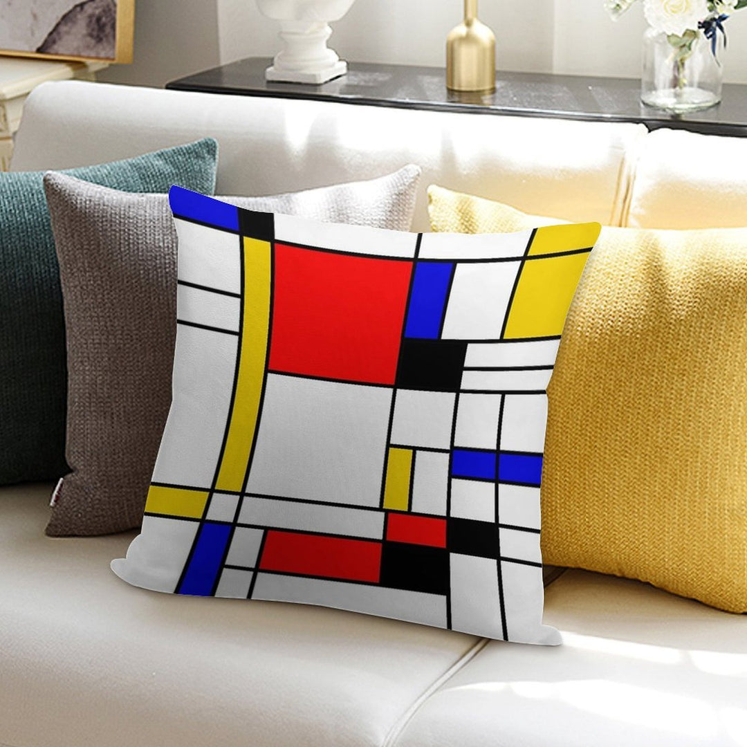 Bauhouse Mondrian Style Soft Durable Construction Throw Pillow