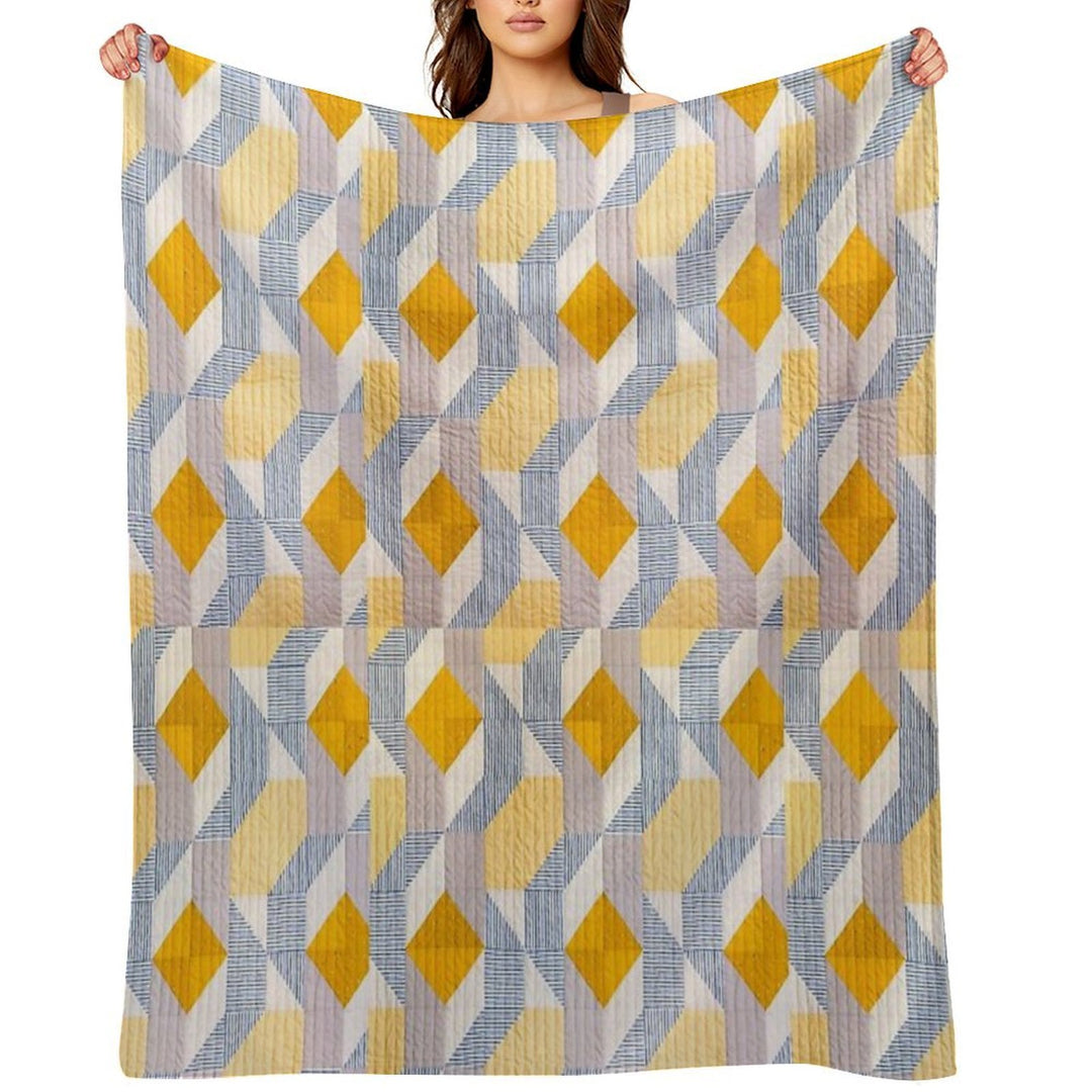 Quilted Geometric Patchwork Ethic Pattern Boho Wrinkle-free Throw Blanket