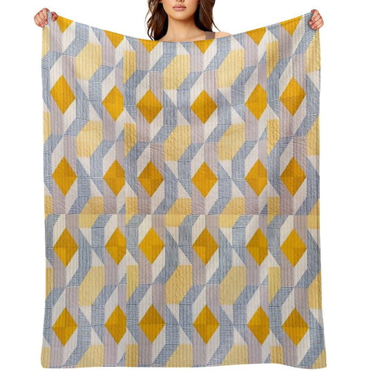 Quilted Geometric Patchwork Ethic Pattern Boho Wrinkle-free Throw Blanket