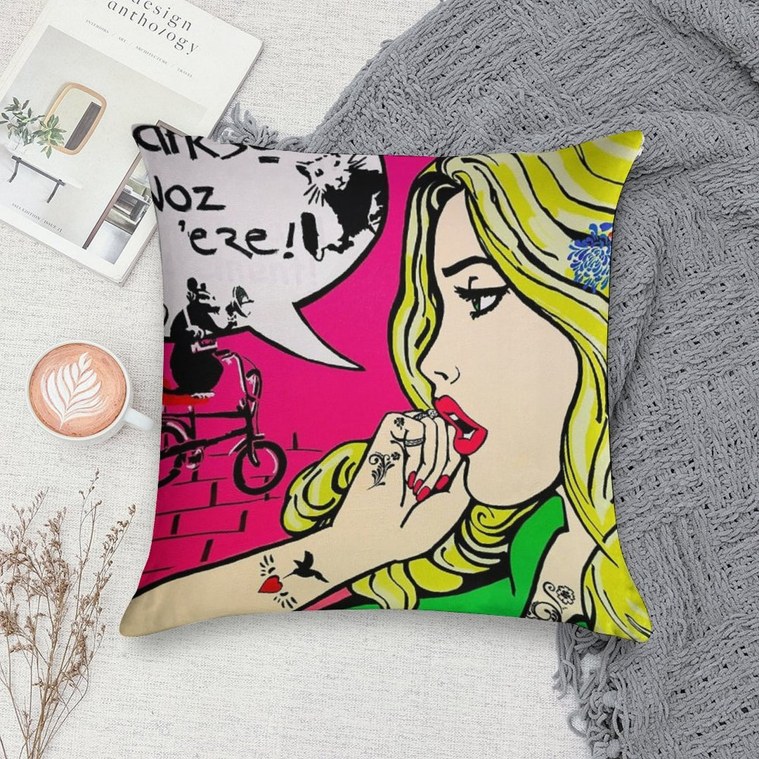 Banksy Goes Pop Art Soft Durable Construction Throw Pillow