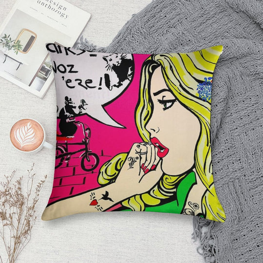 Banksy Goes Pop Art Soft Durable Construction Throw Pillow