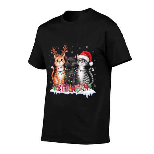Santa Cat Christmas Light Gorgeous Reindeer Pajama Cat Lover  Trendy Pattern T-Shirt