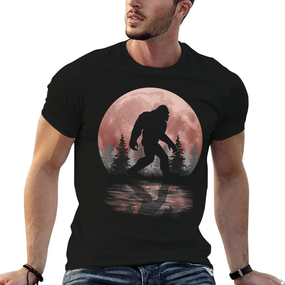 Bigfoot Sasquatch Full Moon In The Forest Men Women  Heathered Texture T-Shirt