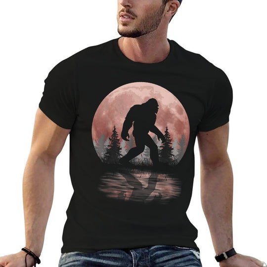 Bigfoot Sasquatch Full Moon In The Forest Men Women  Heathered Texture T-Shirt