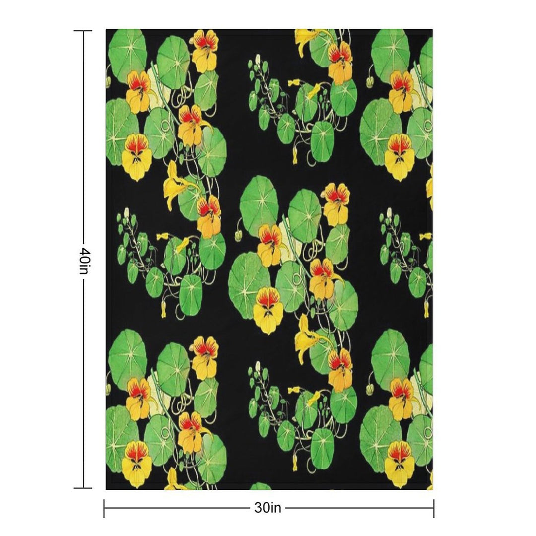 Yellow Nasturtium Flower  Botanical Illustration Lightweight Throw Blanket