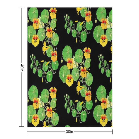 Yellow Nasturtium Flower  Botanical Illustration Lightweight Throw Blanket