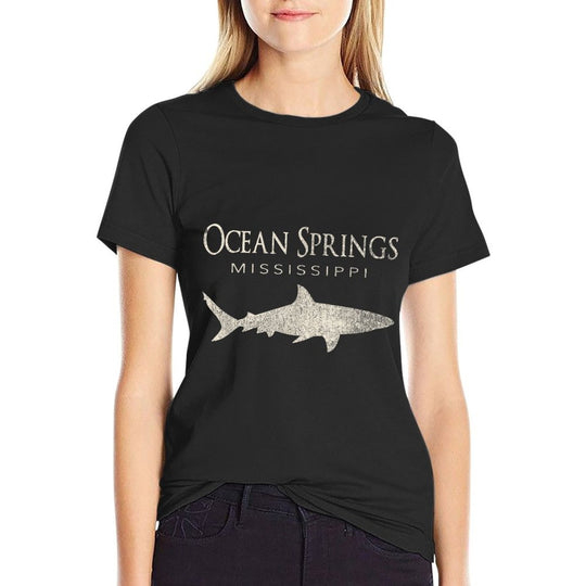 Retro Ocean Springs MS Shark  Tagless Design T-Shirt