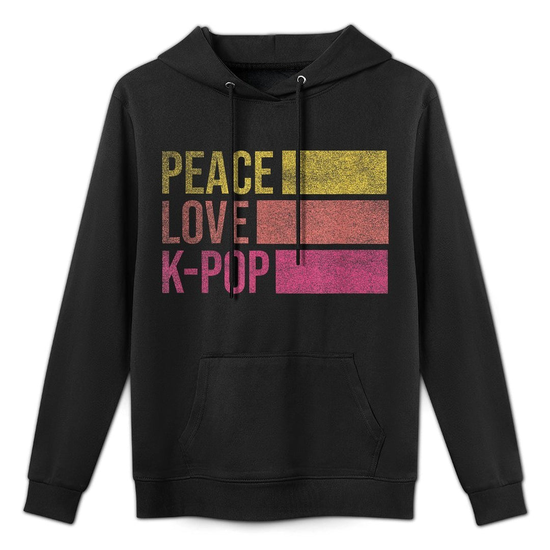 Retro K-Pop Forn Girls Women KPop And Peace Adjustable Hood Hoodie