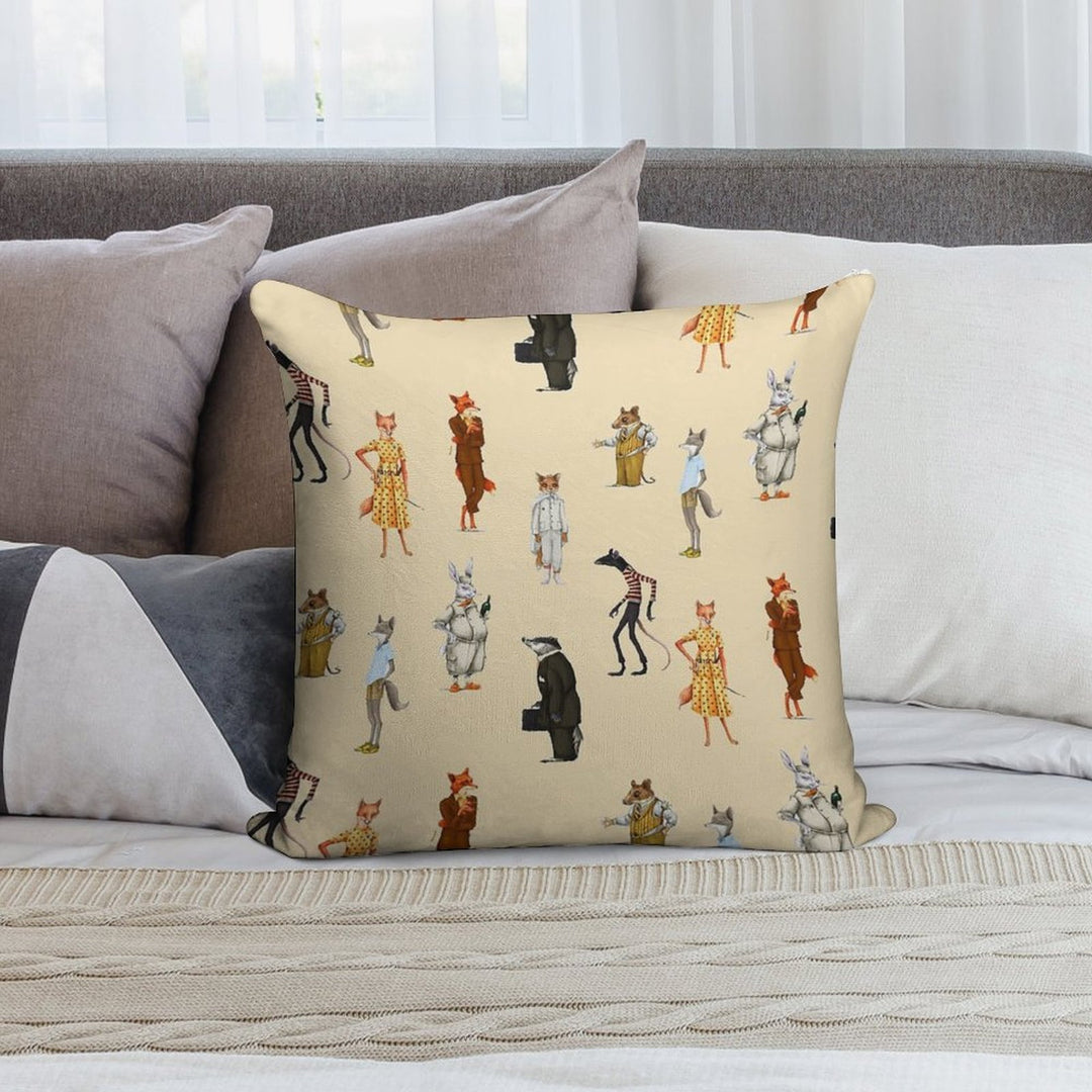 Fantastic Mr. Fox And Mrs. Fox Family Sticker Pack Soft Short Plush Fabric Throw Pillow