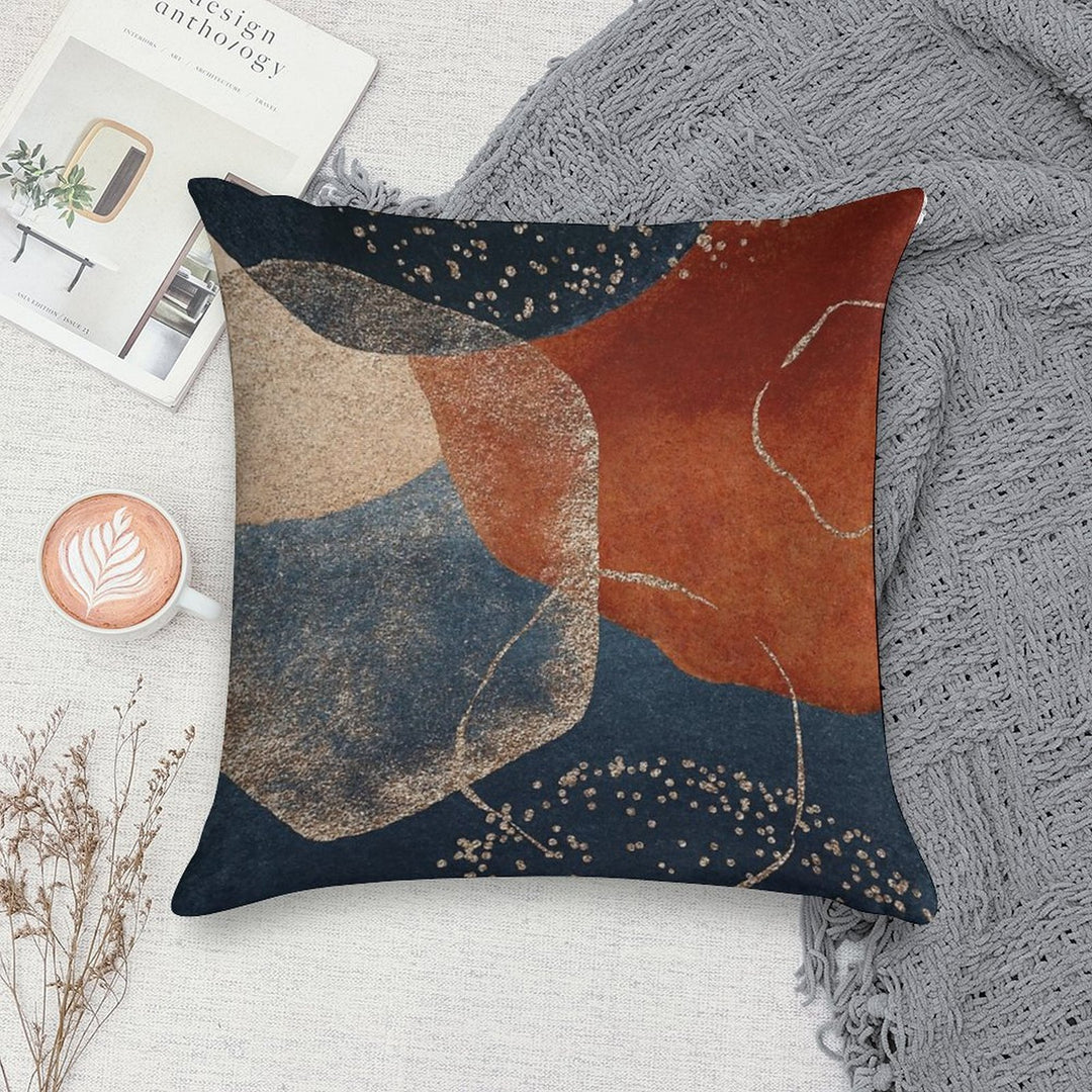 Modern Abstract Terracotta Blush And Navy Blue Soft Short Plush Fabric Throw Pillow