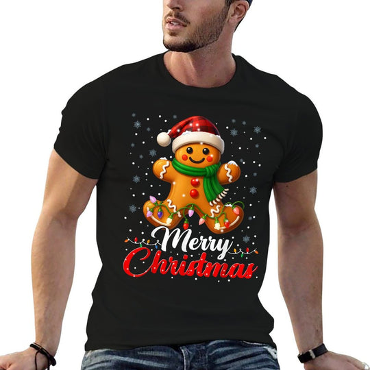 Merry Christmas Gingerbread Xmas Lights Matching Family Kids  Lightweight T-Shirt