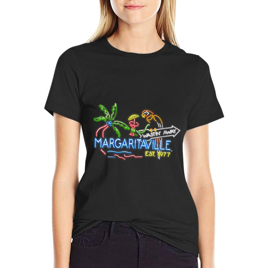 Womens Margaritaville Neon Sign  Fade-proof Color T-Shirt
