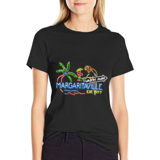 Womens Margaritaville Neon Sign  Fade-proof Color T-Shirt