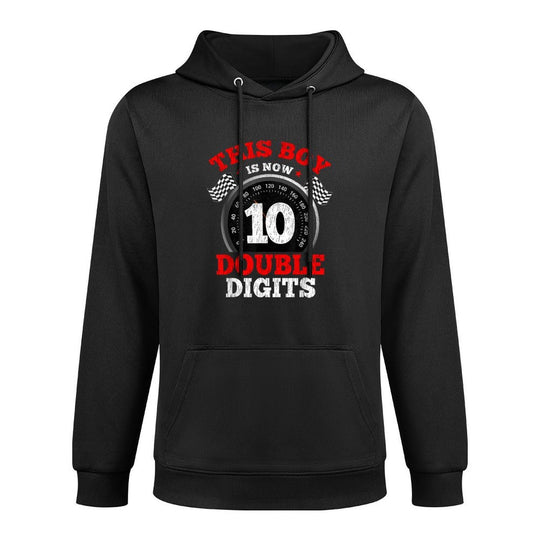 10th Birthday Racing Car This Boy Is Now Double Digits Machine Washable Hoodie