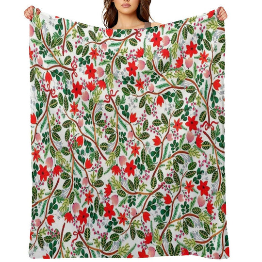 Christmas Floral Pattern Anti-pilling Throw Blanket