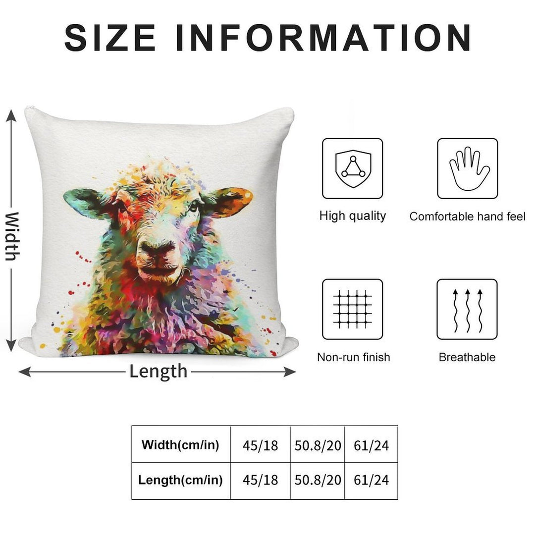 Sheep Watercolor Soft Hidden Zipper Throw Pillow