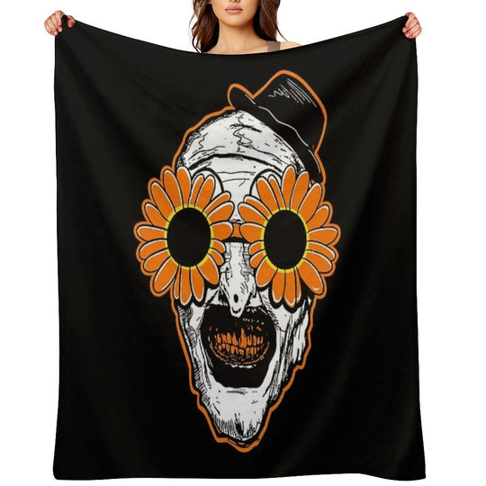 Sunflower Sunglasses Horror Clown Movie Art Terrifier 2 Sustainable Throw Blanket