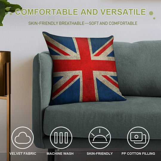 Old And Worn Distressed Vintage Union Jack Flag Soft Luxury Feel Throw Pillow