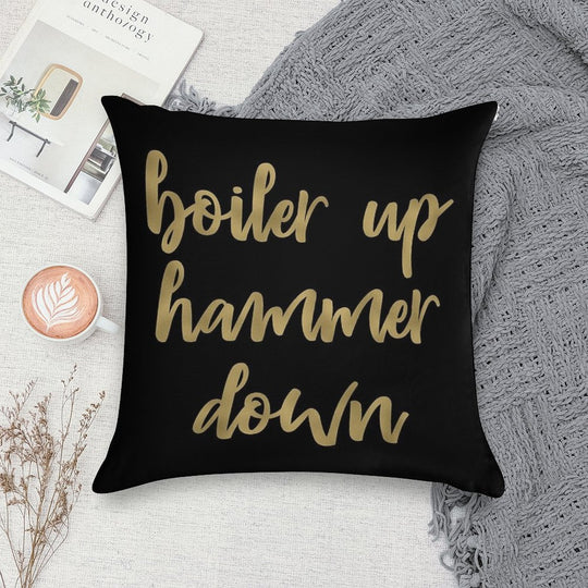 Boiler Up Hammer Down Purdue Gold Foil Soft Anti-Pilling Throw Pillow