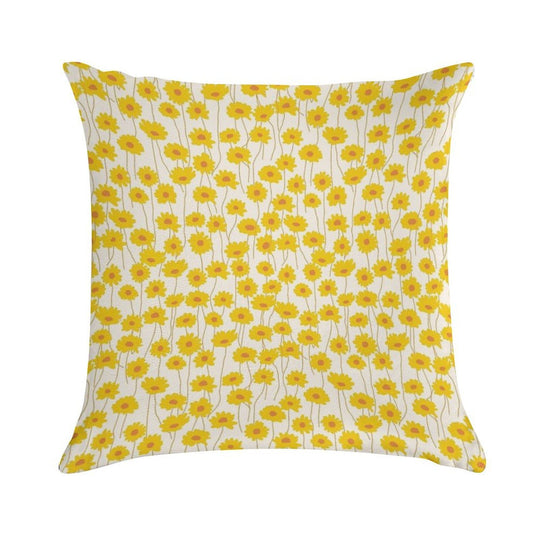 Yellow Flowers Soft Fade-Resistant Throw Pillow
