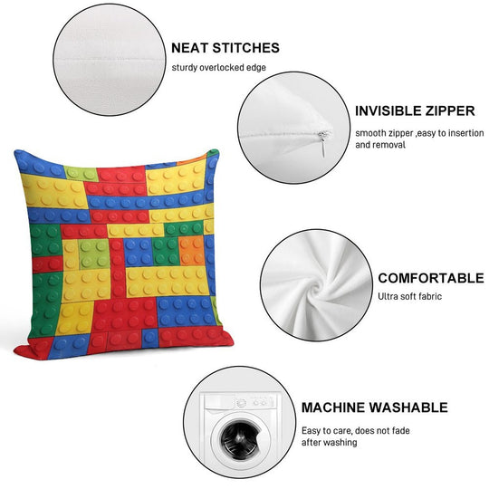 Colorful Bricks Design Soft Ultra-Soft Texture Throw Pillow
